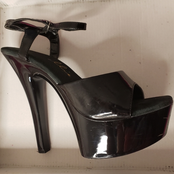 SOLD ON M- Juliet Platform Dance Sandal Ellie Shoes, black 6" - Picture 8 of 12